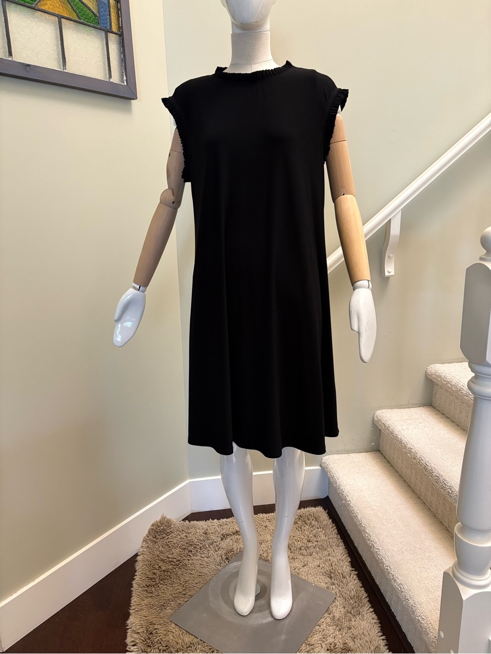 Nicole Miller Black Sleeveless Ruffle-Trim Mini Dress Like New Sz 1x (fit 14/16)